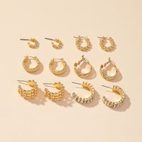 6 Pairs Of Basic Hoop Earrings Multi-piece Set Autumn And Winter New Fashion Earrings sku image 1