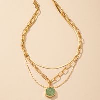 European And American Three-layer Crystal Bud Resin Necklace sku image 1