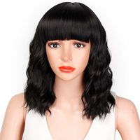 Wig European And American Ladies Wig Chemical Fiber Black Water Ripple Long Curly Hair Bangs Wig Wig Wig In Stock sku image 1
