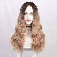 Wig European And American Ladies Wig Front Lace Small Lace Long Curly Hair Fluffy Water Ripple Wig Head Cover Wigs sku image 1