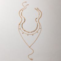 Fashion Simple Jewelry Geometric Circle Necklace Rhinestone Tassel Moon Pendant Necklace main image 5