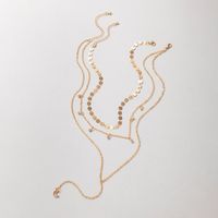 Mode Einfache Schmuck Geometrische Kreis Halskette Strass Quaste Mond Anhänger Halskette main image 6