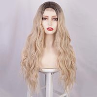 Wig European And American Ladies Wig Front Lace Small Lace Chemical Fiber Long Curly Hair Big Wave Wigs Wig Head Cover sku image 1
