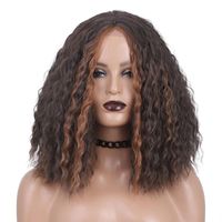 Wig European And American Ladies Wig Short Curly Hair Small Lace Hand-woven Forehead Lace Wig Head Cover Wigs With Small Curly Hair sku image 2