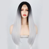 Wig European And American Ladies Wig Long Straight Hair High-temperature Fiber Synthetic Wigs Small Lace Wig Wig One Piece Dropshipping sku image 1