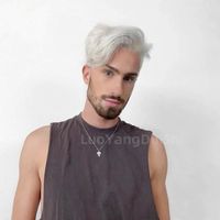 European And American Men's Short Wig Silver-white Wig Headgear Wholesale sku image 1