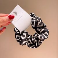 Korean Style Retro Milk Tea Color Letters Musical Notes Cotton Folds Hair Ring Hair Accessories sku image 1