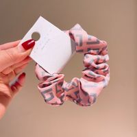 Korean Style Retro Milk Tea Color Letters Musical Notes Cotton Folds Hair Ring Hair Accessories sku image 4