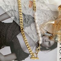 Natürliche Perlenkette Mit Flachen Kettennähten Europäische Und Amerikanische Schlüsselbeinkette Kurze Halskette sku image 1