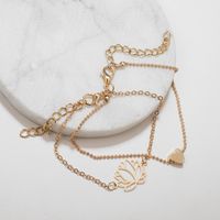 New Jewelry Fashion Geometric Peach Heart Hollow Lotus Flower Bracelet Anklet main image 3