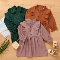 Long-sleeved Flower Collar Dress Solid Color Baby A-line Skirt Foreign Trade Wholesale main image 1