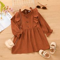 Long-sleeved Flower Collar Dress Solid Color Baby A-line Skirt Foreign Trade Wholesale main image 5