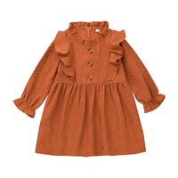 Long-sleeved Flower Collar Dress Solid Color Baby A-line Skirt Foreign Trade Wholesale main image 6