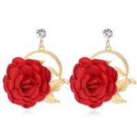 Autumn And Winter New Fabric Flower Earrings Multi-layer Petal Pasting Ethnic Flower Earrings main image 6
