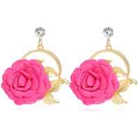 Autumn And Winter New Fabric Flower Earrings Multi-layer Petal Pasting Ethnic Flower Earrings main image 5