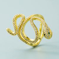 Design Geometric Serpentine Winding Copper Micro-inlaid Zircon Ring Fashion Open Ring main image 1