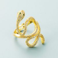 Design Geometric Serpentine Winding Copper Micro-inlaid Zircon Ring Fashion Open Ring main image 5