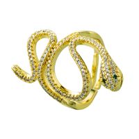 Design Geometric Serpentine Winding Copper Micro-inlaid Zircon Ring Fashion Open Ring main image 6