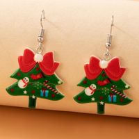 European  American Resin Christmas Snowman Bow Earrings main image 5