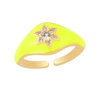 European And American Color Dripping Oil Micro-inlaid Zircon Niche Design Ring Fashion main image 4