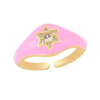 European And American Color Dripping Oil Micro-inlaid Zircon Niche Design Ring Fashion main image 5