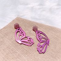 Fashion Acrylic New Earrings Left And Right Separated Butterfly Wings Hollow Earrings main image 4