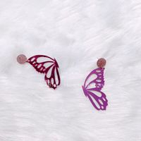 Fashion Acrylic New Earrings Left And Right Separated Butterfly Wings Hollow Earrings main image 6