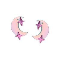 Super Flash Laser Moon Star Earrings Acrylic Transparent Colorful Simple Earrings main image 6