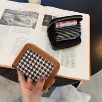 Korean Version Small Wallet Short Paragraph Simple Houndstooth Small Wallet Retro Folding Coin Purse main image 2