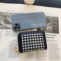 Korean Version Small Wallet Short Paragraph Simple Houndstooth Small Wallet Retro Folding Coin Purse main image 4