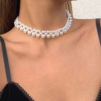 Collier Clavicule En Perles D&#39;imitation Baroque Européenne Et Américaine main image 1