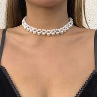 Collier Clavicule En Perles D&#39;imitation Baroque Européenne Et Américaine main image 4