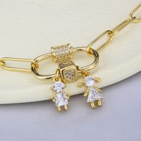 New Gold-plated Diamond Double Kid Pendant Combination Copper Necklace main image 3