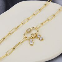New Gold-plated Diamond Double Kid Pendant Combination Copper Necklace main image 4