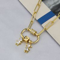 New Gold-plated Diamond Double Kid Pendant Combination Copper Necklace main image 6