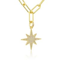 New Hip-hop Personality Star Copper Gold-plated Zirconium Necklace Wholesale main image 1