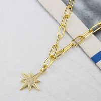 New Hip-hop Personality Star Copper Gold-plated Zirconium Necklace Wholesale main image 3
