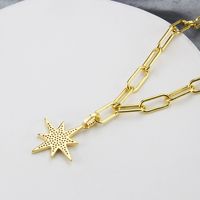 New Hip-hop Personality Star Copper Gold-plated Zirconium Necklace Wholesale main image 4