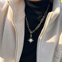 New Hip-hop Personality Star Copper Gold-plated Zirconium Necklace Wholesale main image 5
