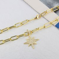 New Hip-hop Personality Star Copper Gold-plated Zirconium Necklace Wholesale main image 6