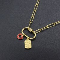 New Product Tag Heart Combination Pendant Copper Gold-plated Necklace main image 3