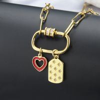 New Product Tag Heart Combination Pendant Copper Gold-plated Necklace main image 4