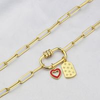 New Product Tag Heart Combination Pendant Copper Gold-plated Necklace main image 5