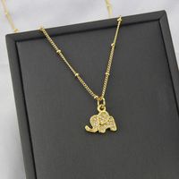 New Diamond Golden Elephant Pendant Copper Gold-plated Necklace main image 1