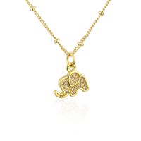 New Diamond Golden Elephant Pendant Copper Gold-plated Necklace main image 6