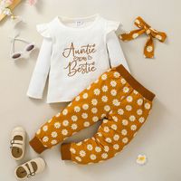 European And American Alphabet T-shirt Two-piece Baby Long-sleeved Tops And Trousers Suit main image 2