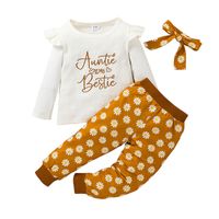 European And American Alphabet T-shirt Two-piece Baby Long-sleeved Tops And Trousers Suit main image 6