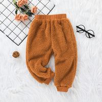 Autumn And Winter Wool Sweater Suit Solid Color Children's Round Neck Top And Trousers Two-piece main image 4