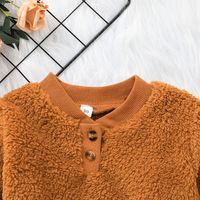 Autumn And Winter Wool Sweater Suit Solid Color Children's Round Neck Top And Trousers Two-piece main image 3