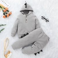 Dinosaur Children's Pants Suit 2021 New Autumn Long-sleeved Solid Color Hooded Two-piece main image 5